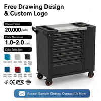 Chariot à outils professionnel sur roulettes OEM personnalisé, robuste, 7 tiroirs, armoire de rangement, coffre à outils verrouillable pour atelier