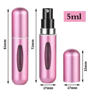 زجاجة عطر صغيرة قابلة لإعادة التعبئة سعة 5 مل من الألومنيوم للسفر مع رذاذ زجاجي للمنظفات الوجهية والغسول والزيوت الأساسية - Product Image 2