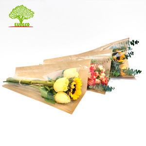 Home Fully Compostable 100% Biodegradable New Eco-friendly PLA Material + 45g Kraft <strong>Sleeve</strong> Y Shape Fresh <strong>Flower</strong> Wrapping <strong>Sleeve</strong> - Product Image 3