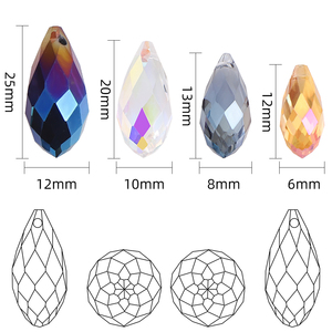Kristall-Tropfenanhänger Birnenförmige Glasperlen Facettierte Tränenperlen für DIY-Charm-Anhänger Ohrringe Halsketten Schmuckzubehör - Product Image 2