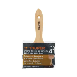 BOX 6 Brosse en poils de chameau 4 pouces avec manche en bois, TRUPER - Product Image 3