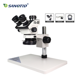 SANQTID 7X-50X 스테레오 삼안 현미경 4K 0.5x CTV 카메라 5단계 디옵트릭 조정 조절 가능한 LED 조명 스탠드 포함 - Product Image 1