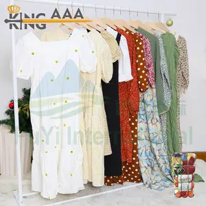 GEYU used clothes forwarder sea shipping Women Floral Summer Dress Silk Dress second hand clothes