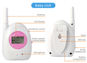 Venta al por mayor 864 MHZ inalámbrico bebé portátil Audio Digital Monitor de bebé pantalla LCD de dos vías hablar claro llanto voz - Product Image 3