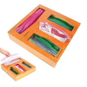 Household Storage Appliances Food Bag Bamboo Box Kitchen Custom Bamboo Ziplock Bag Storage Organizer