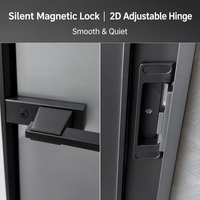 Porte battante intérieure de luxe en aluminium avec verre cannelé pour salle de bain et buanderie, taille standard
