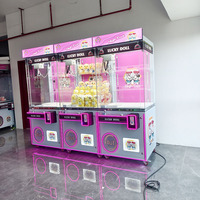 Machine de jeu d'arcade à griffes à monnayeur, type machine à attraper les peluches, avec accepteur de billets, de pièces et lecteur de cartes