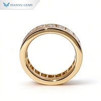 Bague de mariage en or Tianyu Gems personnalisée S92510K14K18K avec moissanite et diamant de laboratoire, sertie en canal, coupe princesse, alliance éternelle complète