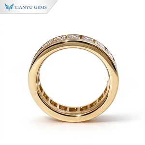 Tianyu Gems Custom S92510K14K18K Channel Set Princess Cut Full Eternity Band <b>Ring</b> Moissanite Lab Diamond Gold Wedding Band - Product Image 3
