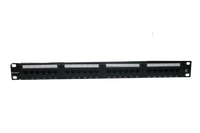 Panel de Conexiones de Red Cat5e Negro de 24 Puertos, 1U, 19 Pulgadas, Sin Blindaje, Económico y Confiable, para Redes de Oficina y Hogar