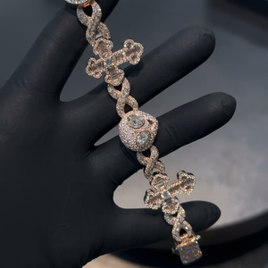 VVS Moissanite Diamond <b>Cross</b> <b>Bracelet</b> 925 Sterling <b>Silver</b> Infinity <b>Cross</b> Baguette and Round Cut Moissanite Tennis <b>Bracelet</b> - Product Image 1