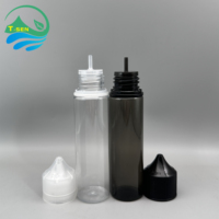 Grand stock – Bouteille vide en plastique PET transparent/noir de 60 ml V3, avec bouchon inviolable, pour huiles essentielles et compte-gouttes