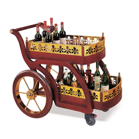 Chariot à liqueurs d'hôtel, style classique, chariot de bar mobile à 4 roues, chariot de service à vin en bois antique pour hôtel, restaurant, bar et salle à manger