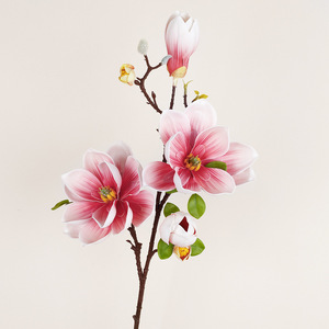 Fleur artificielle de magnolia, branche unique de 100 cm de long, décoration de mariage, matériau en mousse, rose et blanc, arrangement floral - Product Image 1