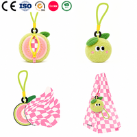 Herbruikbare opvouwbare boodschappentas met knuffels, inclusief ecologische tas, fruitknuffels (tomaat, guave, sinaasappel), sleutelhangers en speelgoed.