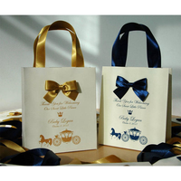 Sacs cadeaux écologiques en gros pour baby shower, sacs en papier artistique à motif mignon doré, en vrac pour la vente au détail et les fournitures de fête