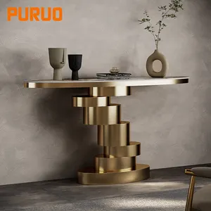 PURUO – meuble de salon de luxe, couloir du milieu du siècle, console en acier inoxydable, table