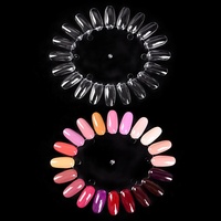 10 pièces/sac Présentoir ovale pour nail art, 20 modèles de présentation, Planche d'entraînement pour faux ongles motif tournesol, Palette de couleurs pour gel, Doigt d'essai en ABS pour vernis