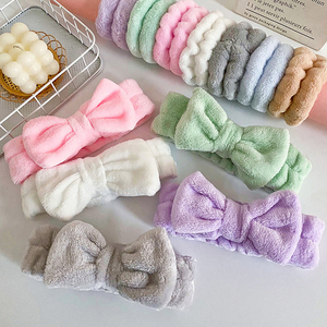 Diadema de lana Coral, banda para el cabello de maquillaje con banda para la muñeca, Juego de <span class=keywords><strong>3</strong></span> uds, diadema ajustable para lavar la cara - Product Image 4