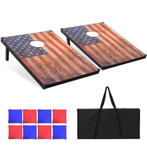 Tables de <span class=keywords><strong>Cornhole</strong></span> Professionnelles avec Imprimé Drapeau Américain Vintage, Sacs de Lancer Toutes Saisons, Sac de Rangement Portable, Indispensable pour les Fêtes - Product Image 1
