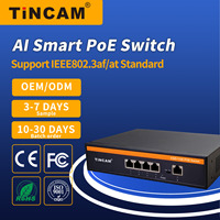 Switch Ethernet Gigabit PoE Completo de Fábrica, Switch de Red de 4 Puertos 100M/1000M, Extensión de 250m VLAN, Fabricante para Seguridad CCTV
