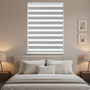 Rideau semi-occultant en polyester à gaufres zébrées, sans cordon, à tirer et pousser, à un clic, pour salle de bain et cuisine - Product Image 1