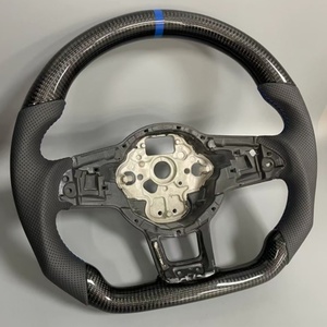 Volant en cuir carbone bleu personnalisé pour Volkswagen Polo MK7 Passat Golf 4 5 6 7 8 GTI <span class=keywords><strong>R</strong></span> <span class=keywords><strong>Line</strong></span> MK5 MK6 MK7 MK8 - Product Image 2