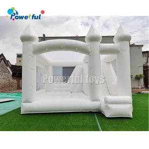 Beautiful white inflatable slide bouncer combo inflatable bouncy jumping castle for wedding