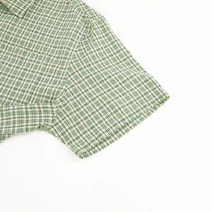 Kafany Garment Staff Clerk Trabalho Uniforme Logotipo Personalizado Vestuário Tecido Verifique Tecido Manga Curta Plaid Botton up Shirt - Product Image 4