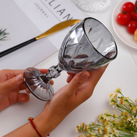 Ensemble de vin vintage de luxe Bravo en gros, ensemble de verres à vin sculptés, verre de campagne de couleur ambre, gobelets orange de 250 ml
