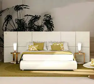 OE时尚实木欧洲棕色布艺卧室家具特大床头板卧室套装