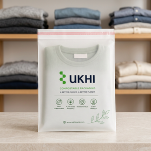 Bio & <b>Compostable</b> PLA PBAT Cornstarch Transparent And Milky Garment Packaging Pouches For Clothing And Apparel With 100 Microns - Product Image 6