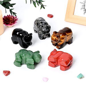 Vente en gros de sculptures d'animaux en pierre naturelle et cristal, sculptures d'ours en quartz de haute qualité pour la décoration de la maison - Product Image 5