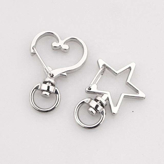 Spot Wholesale Pentacle Key Chain Handbag/Hang Rope/dog Strap Zinc Alloy Metal Rotary Buckle Heart-shaped Purse Hook