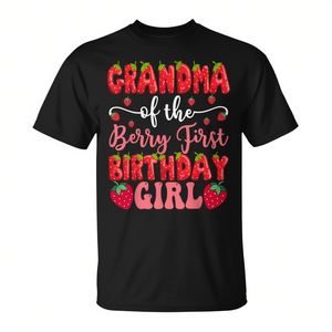 Camiseta para abuela de la niña de cumpleaños número uno, amante de las fresas - Product Image 2