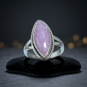 Classic 925 Solid Sterling Silver Kunzite Bezel Setting Marquise Cut Natural Gemstone Ring for Women Wedding Party Wear - Product Image 3