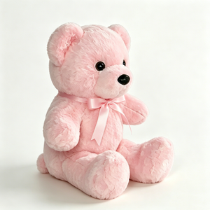 Customized <b>Pink</b> Teddy <b>Bear</b> Plush - Soft Fluffy Stuffed Animal with <b>Pink</b> Satin Bow, Cute Classic Toy for Kids & Girls - Product Image 4