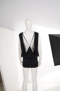 Robe Courte Noire Dos Nu pour Femme, Sans Manches, Drapée et Froncée, Moulante, Sexy, pour Soirée, Club, Été, Coupe Ajustée - Product Image 6
