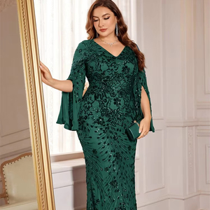Nuovo <span class=keywords><strong>abito</strong></span> da sera da donna a coda di pesce dimagrante con <span class=keywords><strong>paillettes</strong></span> di grandi dimensioni - Product Image 1