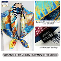 Foulard carré en soie de mûrier 6A, imprimé zèbre jungle, faible MOQ, livraison rapide en 7 jours, ourlet et logo personnalisés, OEM ODM disponibles