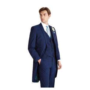 Nouveau design de <span class=keywords><strong>costume</strong></span> d'affaires noir <span class=keywords><strong>bleu</strong></span> long dos fendu coupe ajustée smoking de <span class=keywords><strong>mariage</strong></span> pour hommes - Product Image 2