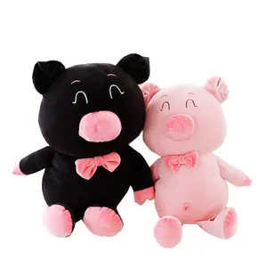 Christmas Stuffed Animal Fluffy Chubby Round Square Pig Wholesale Dancing Singing Cute Fat Black Stuffed Plush Pig Toy