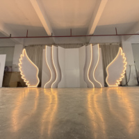 Décor de scène de mariage personnalisé en acrylique avec éclairage LED, ailes d'ange, support de toile de fond arqué, décoration murale pour scène d'événement