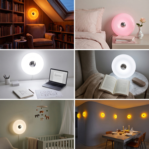 Lampe murale LED ronde moderne 2-en-1, lampe de table Donut, applique murale nordique minimaliste, lampe de bureau pour la maison, la chambre et la décoration d'hôtel - Product Image 6