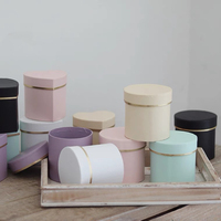 Boîtes d'emballage rondes en carton pour fleurs, mini-bouquets de fleurs en papier uni, emballage de roses, boîte à chapeau pour fleurs, boîte cadeau