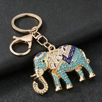 Porte-clés éléphant en strass, pendentif animal multicolore, cadeau souvenir créatif Thaïlande Inde