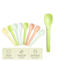 Cuillère à dégustation de crème glacée biodégradable colorée en CPLA, 101 mm, écologique, jetable, mini-cuillère à dessert
