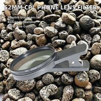 SENBIDA Filtre polarisant CPL pour téléphone portable 52 mm, matériau en verre, cadre en alliage d'aluminium, réduction des reflets, photographie en direct
