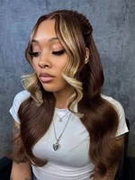 Perruque brune foncée 13x4 haute définition transparente sans adhésif, cheveux bouclés colorés, perruque vierge Remy du Vietnam