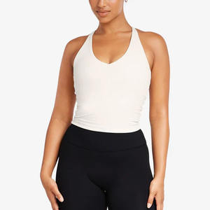 Canotta Lunga da Donna con Collo all'Americana e Imbottitura, Super Morbida e Leggera, Compressione Leggera per Yoga e Fitness, Logo Personalizzabile OEM ODM - Product Image 5